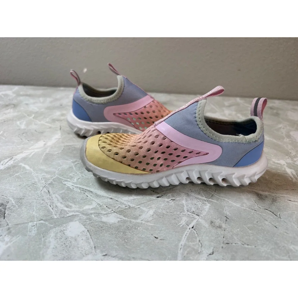 Rugged Shark Kids Aqua Water‎ Shoes Slip On Size 9 Pink Yellow Blue Mesh
